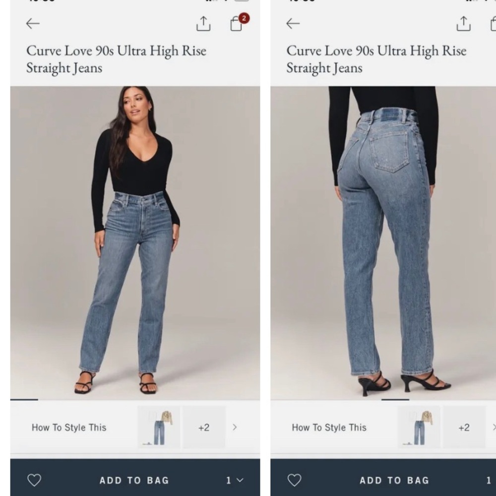Abercrombie curve love ultra high rise straight jeans 28